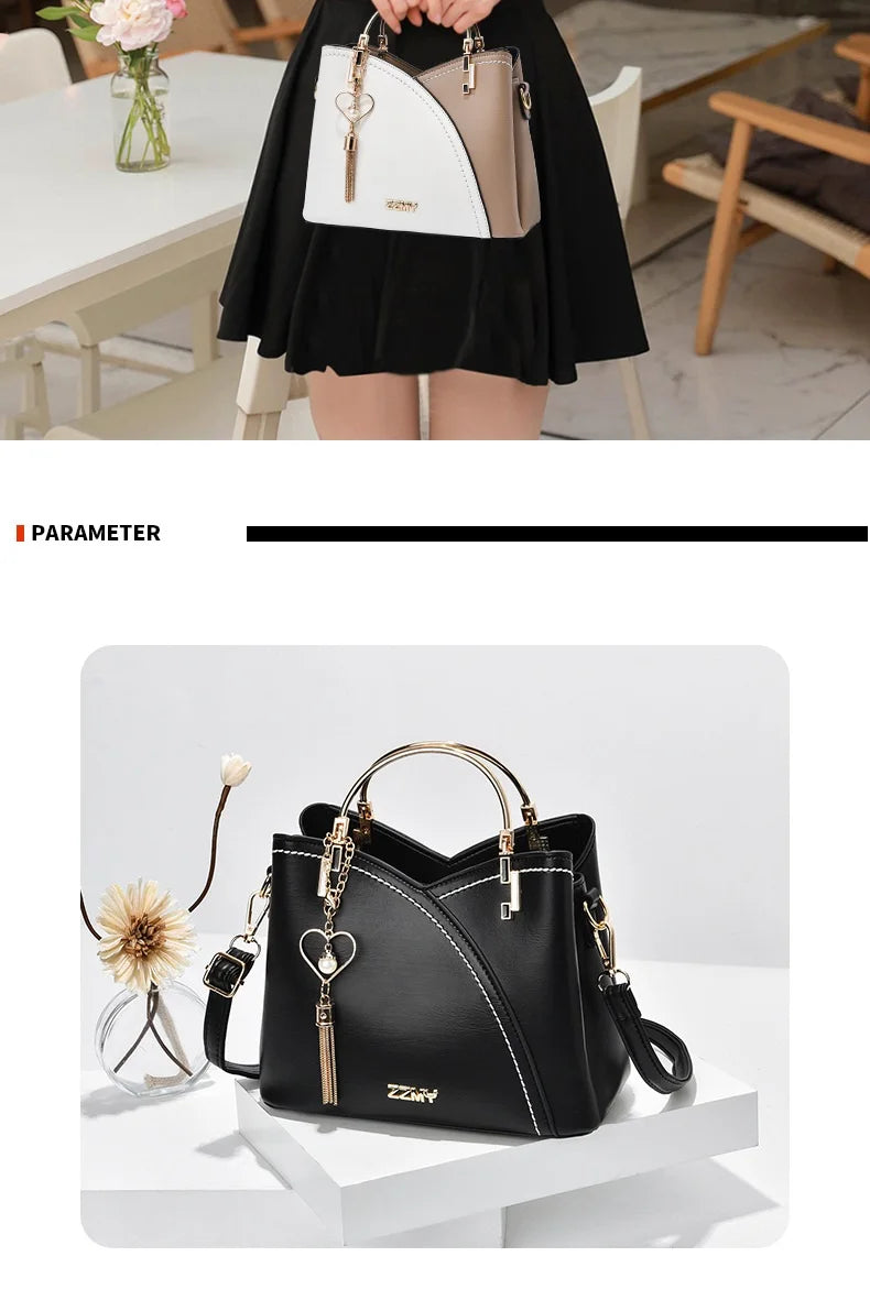 Fashion Women's Bag PU Handbag Retro Style Large Capacity Fashion Shoulder Crossbody Bag Ladies Leather Commuter Bag Shopping
