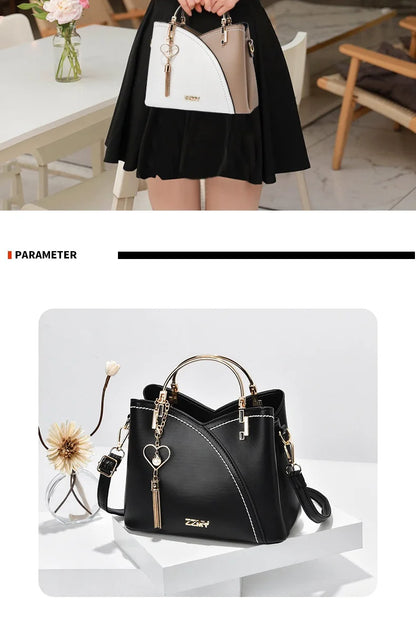Fashion Women's Bag PU Handbag Retro Style Large Capacity Fashion Shoulder Crossbody Bag Ladies Leather Commuter Bag Shopping
