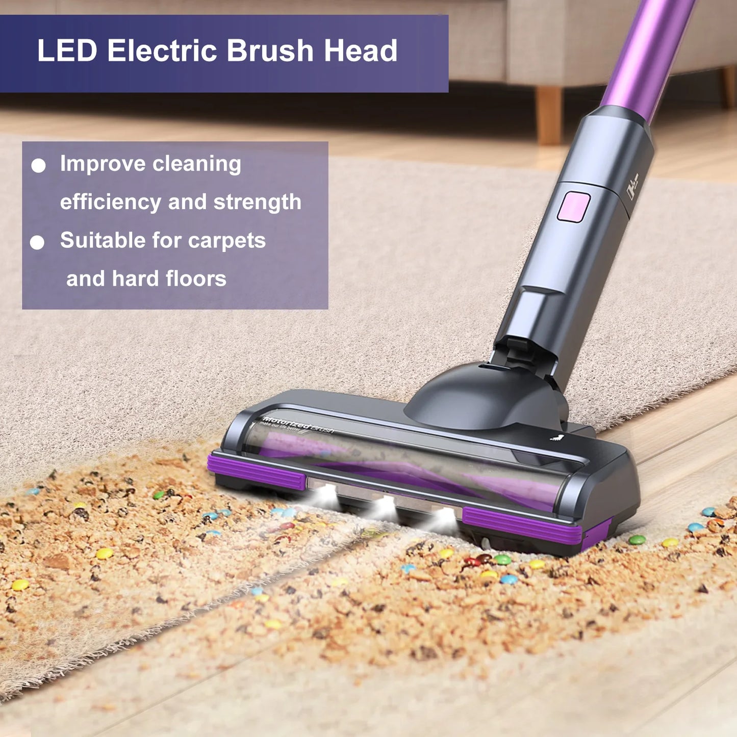 Lubluelu 202 Cordless Stick Vacuum Cleaner, Lightweight, 6-in-1, 25KPa Powerful No Cord, for Carpet, Floor, Pet Hair