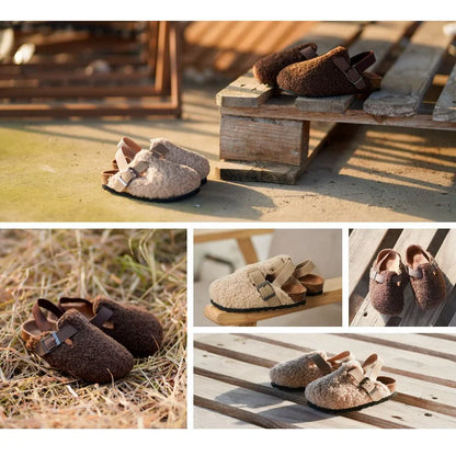 Kids Fleece Slippers - Warm Plush Clogs for Boys & Girls | Soft Sole Baby Shoes