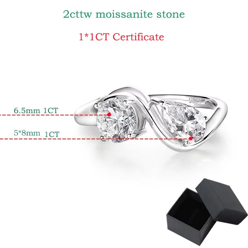 Smyoue 2cttw Certified Moissanite Rings for Women Brilliant Bride Wedding Jewelry 100% 925 Sterling Silver Band Plated 18K Gold