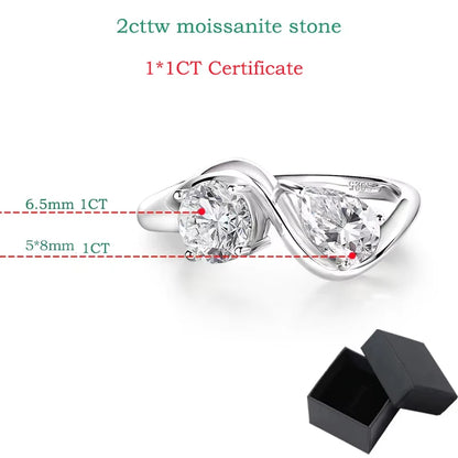 Smyoue 2cttw Certified Moissanite Rings for Women Brilliant Bride Wedding Jewelry 100% 925 Sterling Silver Band Plated 18K Gold