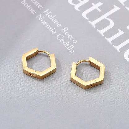 Classic Stainless Steel Hoop Earrings For Women Men Heart Star Oval Rectangle Round Triangle Gold Color Punk Hip Hop Jewelry