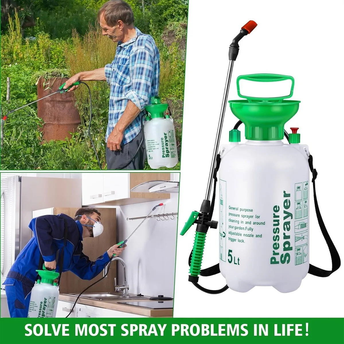 5L Garden Pressure Sprayer – Portable Hand Pump Chemical Weed Spray Bottle