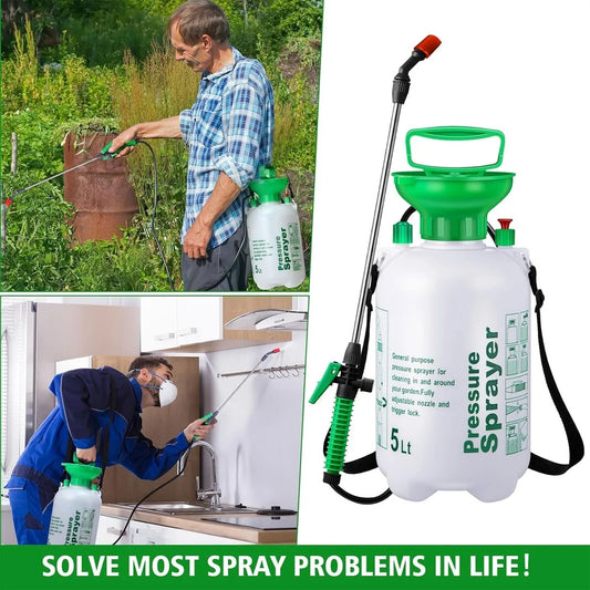 5L Garden Pressure Sprayer – Portable Hand Pump Chemical Weed Spray Bottle