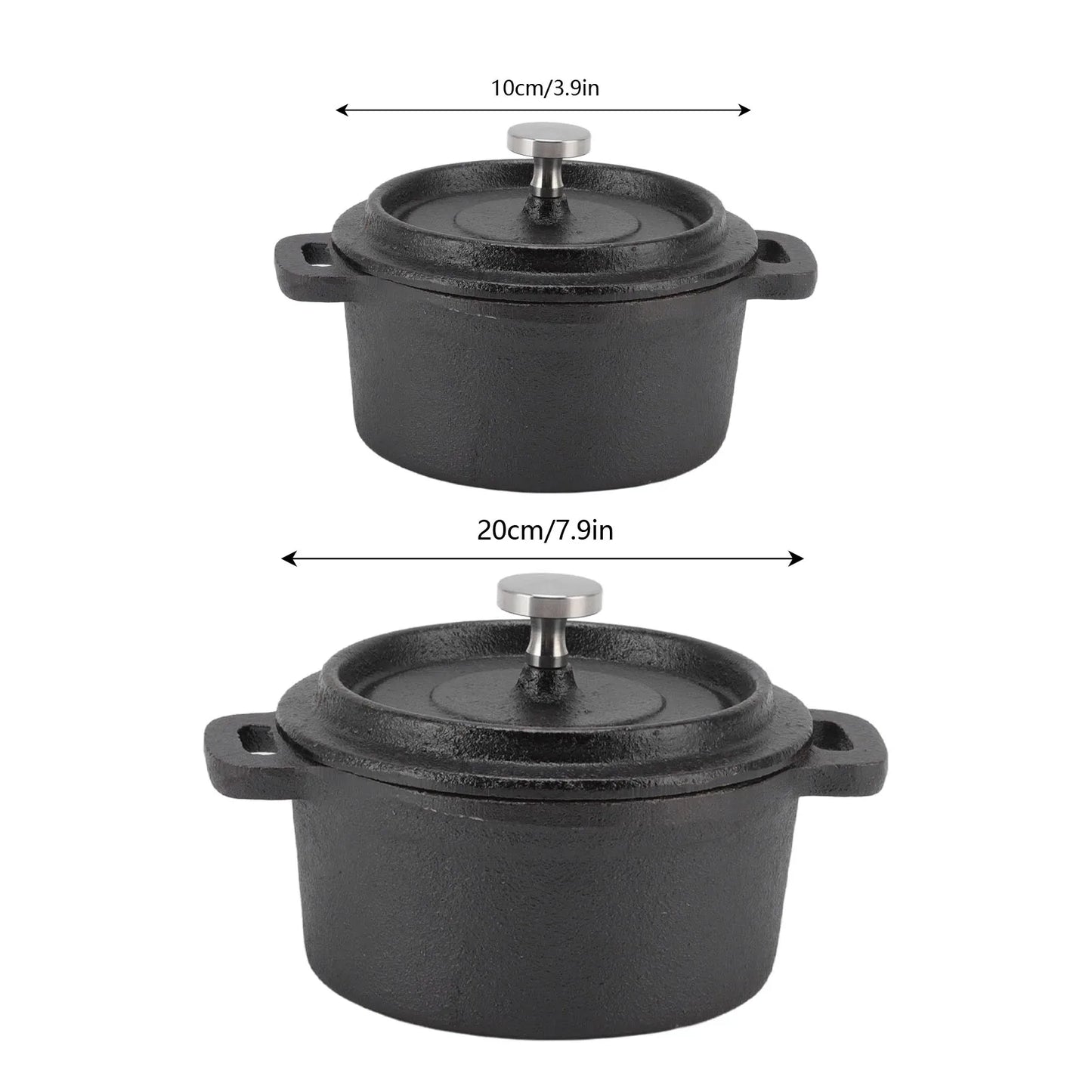Cast Iron Pot Dutch Oven with Lid Double Traditional Thickened Cooker with Handle for Slow Cooking Barbecue Pasta Kitchen Tool