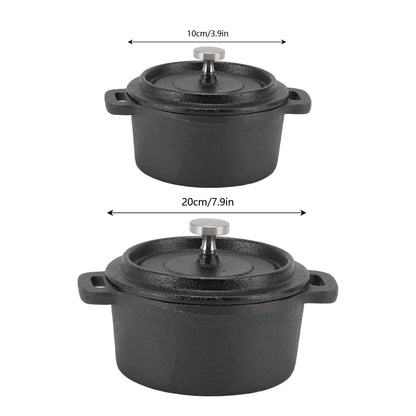 Cast Iron Pot Dutch Oven with Lid Double Traditional Thickened Cooker with Handle for Slow Cooking Barbecue Pasta Kitchen Tool