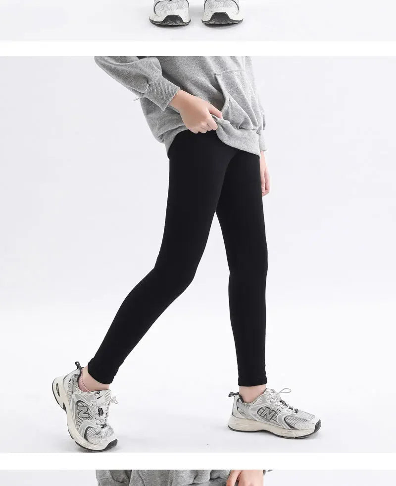 Girls Pure Cotton Long Pants - Slim Fit Thermal Underwear for Kids | Spring Autumn Base Layer
