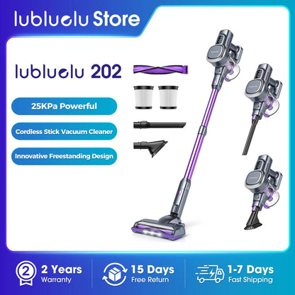 Lubluelu 202 Cordless Stick Vacuum Cleaner, Lightweight, 6-in-1, 25KPa Powerful No Cord, for Carpet, Floor, Pet Hair
