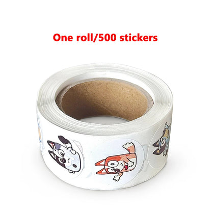 Bluey Bingo Dog 500 Sheets/Roll Sticker Cute Cartoon Anime Sticker Decoration Kids Album Diary Envelope Sealing Paper Tape