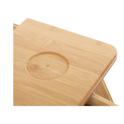 SONGMICS Bamboo Laptop Desk, Foldable Bed Table, Height Adjustable Sofa Tray, with 5 Tilting Angles, Air Holes, Small Drawer