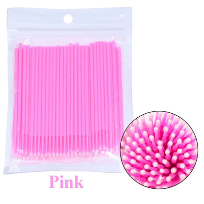 100Pcs Eyelash Cleaning Brush Lash Extension Micro Cotton Swab Individual Eyelashes Microbrush Beauty Makeup Clean Remover Tools