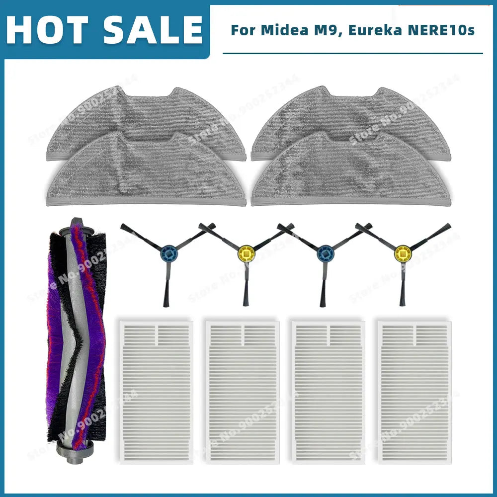 Compatible For ( Midea M9 / VCR S10 Plus / Eureka E20 Plus / NERE10s E10S / Obode A8 ) Spare Parts Main Side Brush Filter Mop