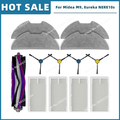 Compatible For ( Midea M9 / VCR S10 Plus / Eureka E20 Plus / NERE10s E10S / Obode A8 ) Spare Parts Main Side Brush Filter Mop