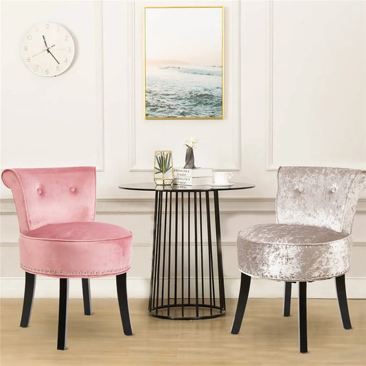 Crushed Velvet Vanity Stool, Dressing Table Chair, Bedroom Makeup Chair with Backrest, 2 Colors