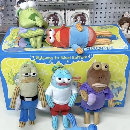 New Potdemiel keychain, SpongeBob SquarePants, residents of Bizarre Castle, silly fish, funny plush pendant, holiday gift