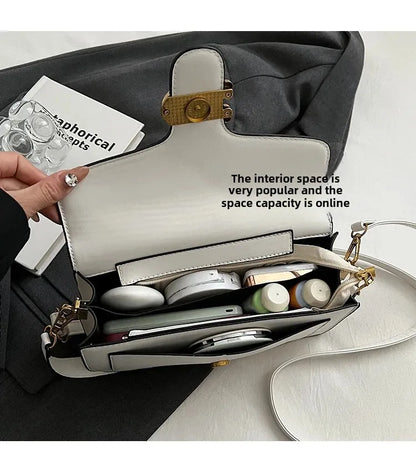 New Women's High-End Pure Color Simple Square Bag Multi-Layer Commuting Single Shoulder Bag Neutral Minimalist Style