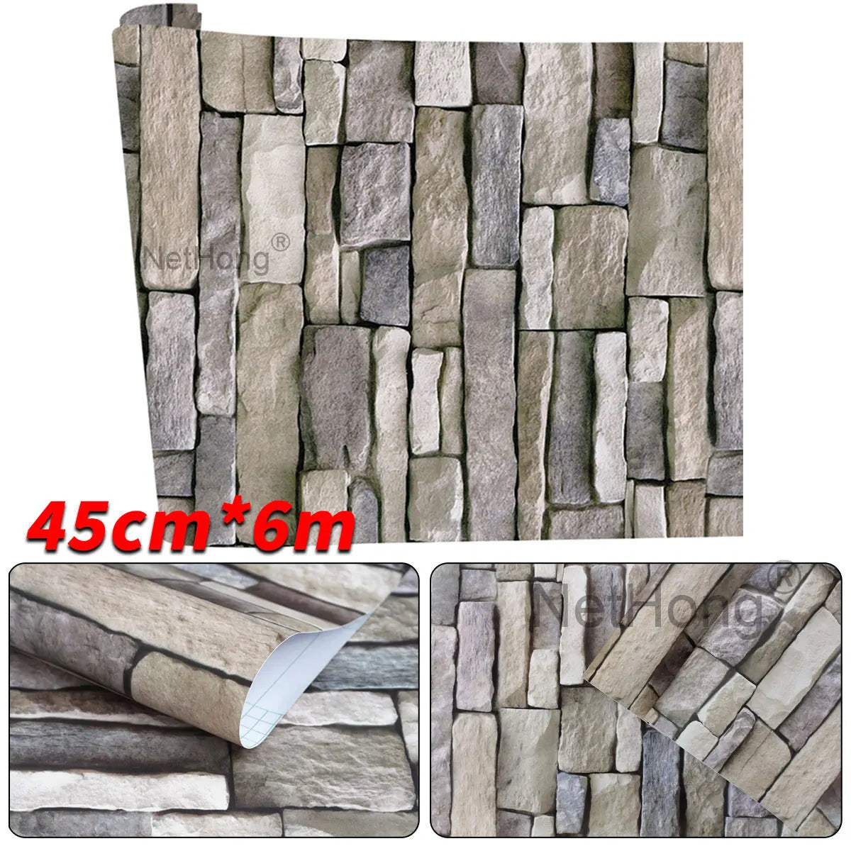 6M Vinyl Yellow bricks Wallpaper Stickers Self Adhesive Paper Waterproof