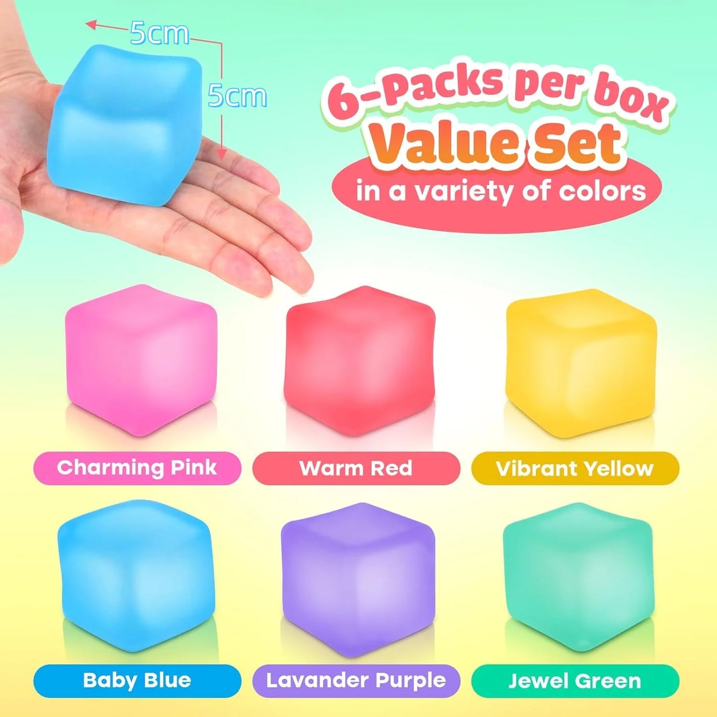 Stress Cube Squishy Fidget Toys for Relaxation High Density Gel Filled Fidgets for Classroom Sensory Calming Toys for Kids Adult
