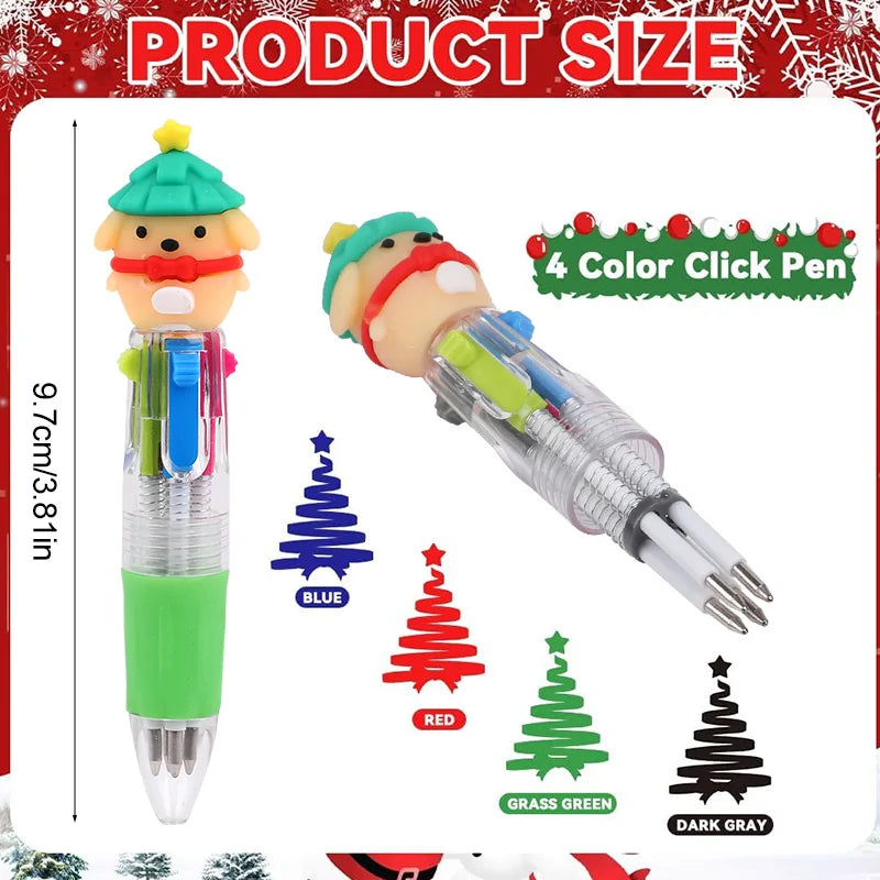5-30Pcs Cartoon Christmas Pens Kids Birthday Party Christmas New Year Gift Favors Mini 4 Colors Ballpoint Pen Goodie Bag Stuffer