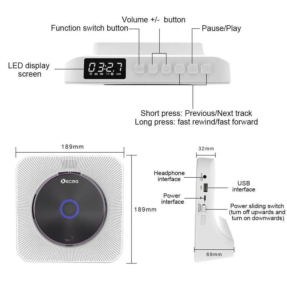 Rechargeable Player With Bluetooth Portable Personal Cd Players For Car UK
