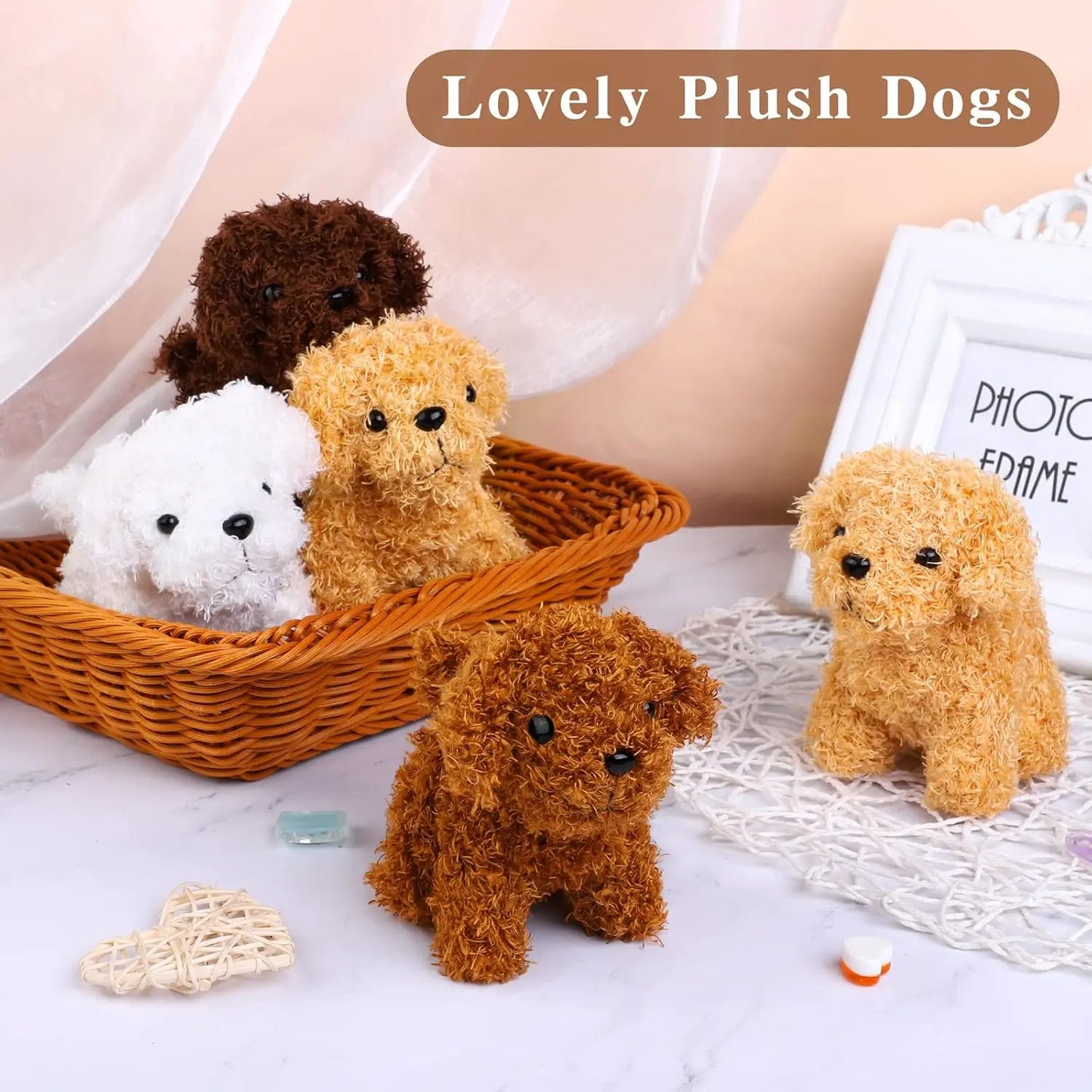 12-24PCS Teddy Dog Plush Toys Stuffed Puppy Dogs Soft Poodle Doll Animal Pet Toy for Adopt a Puppy Party Favors Birthday Gfits
