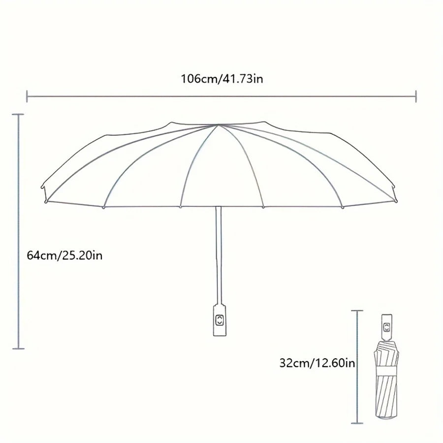 12 Bone Black Glue Fully Automatic Umbrella With Thick And Durable Keel Three Fold Umbrella UV Resistant Folding Umbrella