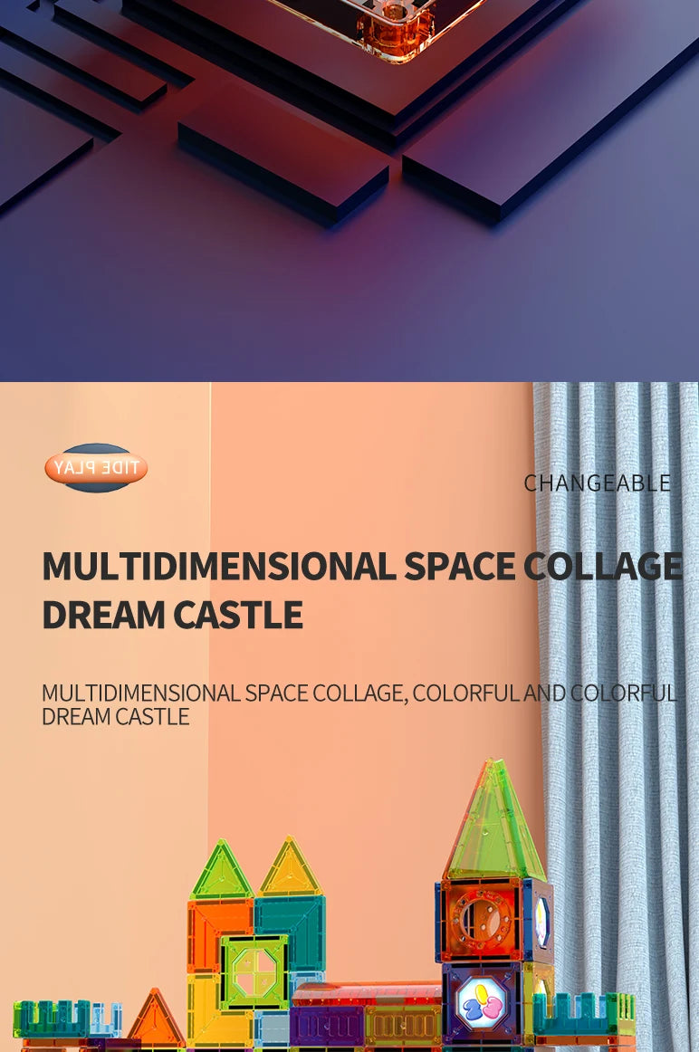 Magnetic Tile Marble Runway Toy Set STEM Educational Building Blocks for Boys and Girls Aged 3+, Great Birthday Gifts Christmas