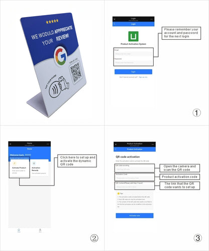 Hilo Programmable NFC215 Google Review Card NFC Station Table 13.56Mhz QR code can be independently set to link Standing Card