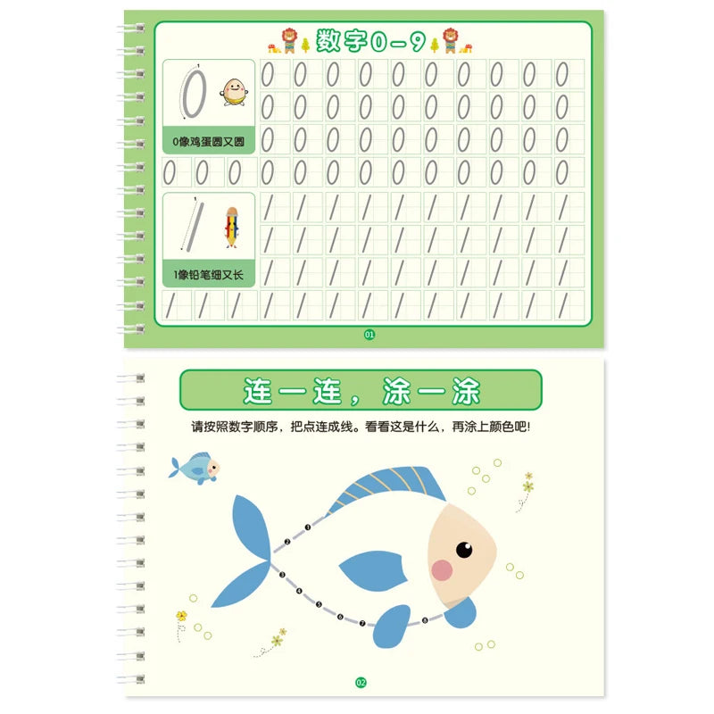 Reusable Children 3D Copybook For Calligraphy Numbers Handwriting Copybooks Learning Math Writing Practice Book For Kids