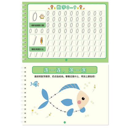 Reusable Children 3D Copybook For Calligraphy Numbers Handwriting Copybooks Learning Math Writing Practice Book For Kids