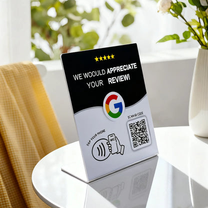 RFID NFC QR code Google Review stand display White Black Blank Pattern 13.56MHz NFC215 chip 504Bytes Patternless Social media