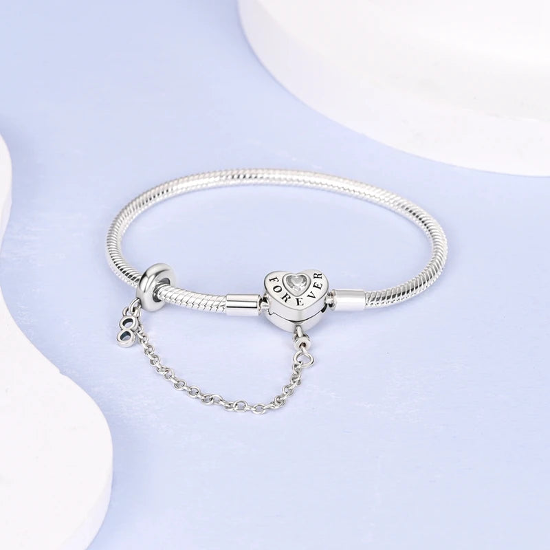 925 Sterling Silver Charm Bracelet - Leaf, Clover, Butterfly & Heart Design | 17-20cm Adjustable