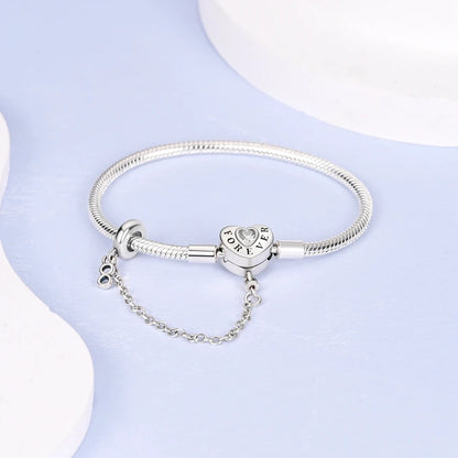 925 Sterling Silver Charm Bracelet - Leaf, Clover, Butterfly & Heart Design | 17-20cm Adjustable