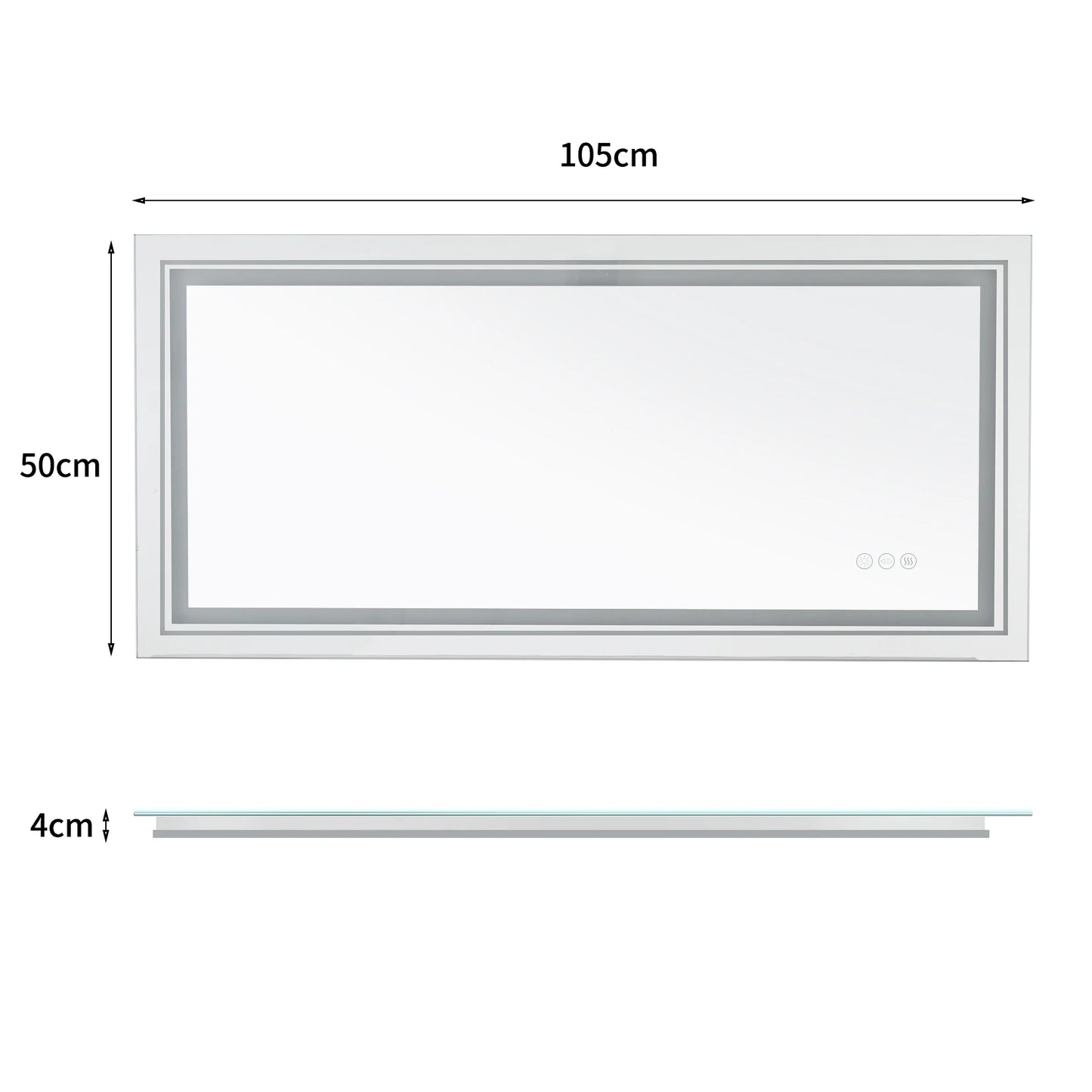 Large Wall-Mounted LED Illuminated Bathroom Mirror Touch Antifog Vanity Mirror Dimmable Commercial-Grade 42"