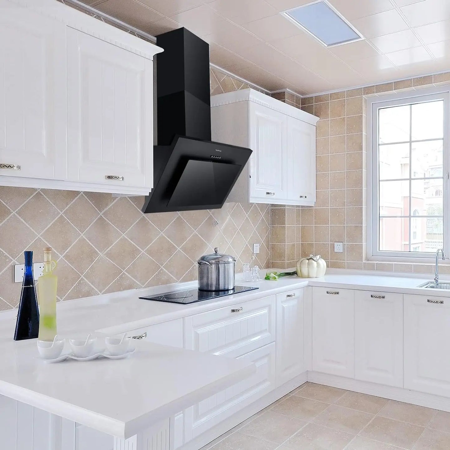 TopStrong 60cm Wall Mount Tempered Glass Stainless Steel Range Cooker Extractor Hood UKGV4760