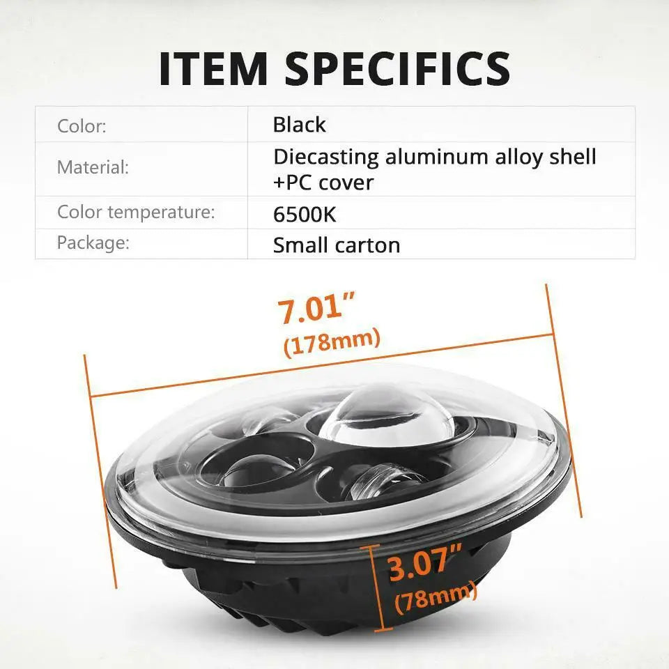 7 inch Moto LED Headlight For Harley Bike With 4-1/2"4.5" LED Passing Lamps Fog Lights 7"Bracket Mounting Ring Motorcycle