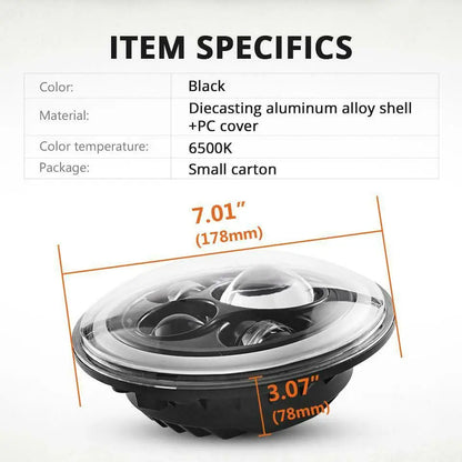 7 inch Moto LED Headlight For Harley Bike With 4-1/2"4.5" LED Passing Lamps Fog Lights 7"Bracket Mounting Ring Motorcycle