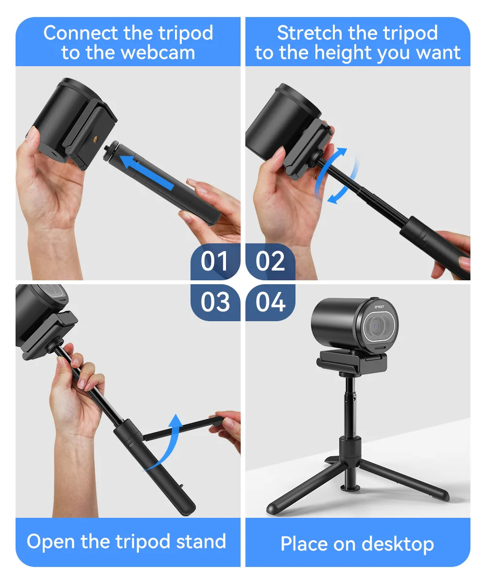 4K Webcam 1080P 60FPS Autofocus Streaming Web Camera EMEET S600 Living Stream Camera With Mics&Privacy Cover for Tiktok/YouTube