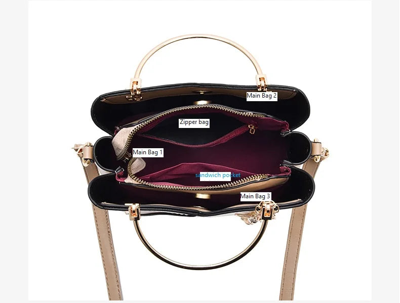 Fashion Women's Bag PU Handbag Retro Style Large Capacity Fashion Shoulder Crossbody Bag Ladies Leather Commuter Bag Shopping