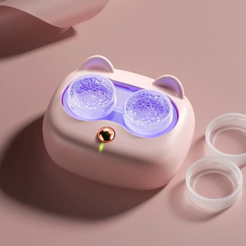 USB Ultrasonic Contact Lens Cleaner Machine,  with Removable Box, Portable Rechargeable & Battery Dual mode optional
