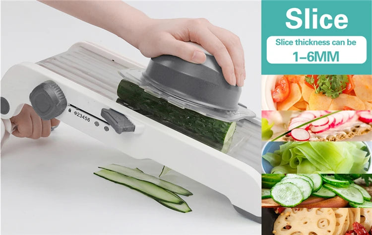 LMETJMA Ultra Sharp Mandoline Slicer Upgraded Vegetable Slicer Kitchen Adjustable Thickness Food Cutter Slicer Dicer KC0450