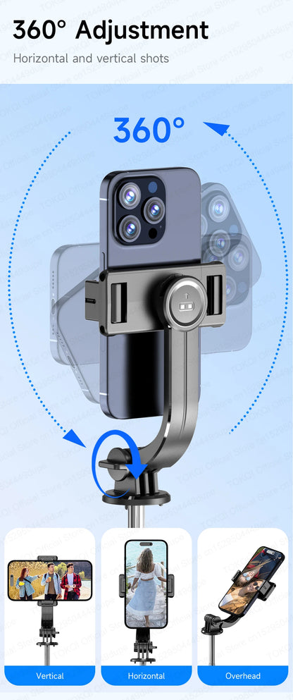 F15 Selfie Stick Tripod Extendable Pole with Wireless Bluetooth Remote Phone Holder for Smartphone Shooting Vlog Video Recording