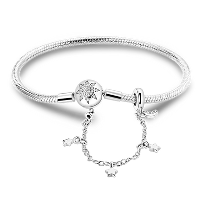 925 Sterling Silver Charm Bracelet - Leaf, Clover, Butterfly & Heart Design | 17-20cm Adjustable