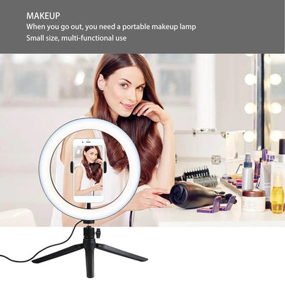10" 26cm Dimmable LED Ring Light Kit with Tripod – 120 Beads USB Selfie & Live Streaming Lamp for Photography, Video & Makeup