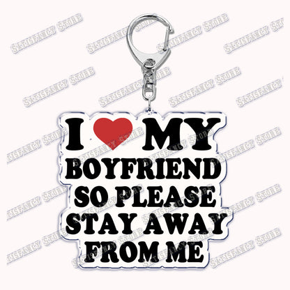 Custom I Love You My Fictional Boyfriend Awesome Girlfriend Keychain Emo Boys Hot Wife Mom Dad Key Ring Keychains Bf Gf Gifts