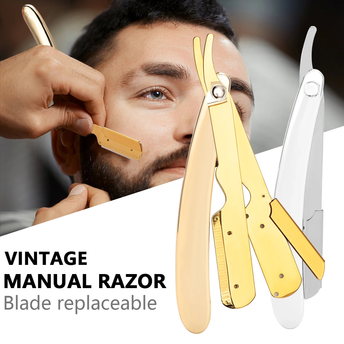 Professional Barber Razor Folding Shaving Knife Manual Beard Beard Cut Razors Holder For (No Shaving Blade) Salon Removal Tools