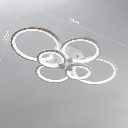 KOMORE Modern Circular LED Semi Flush Ceiling Light, 54 W/94W/142W Cool White for Nordic Decor for Office, Living Room, Bedroom