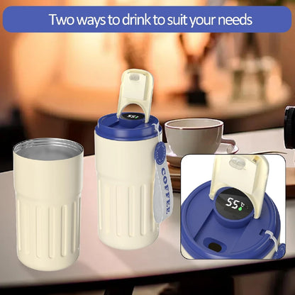 Travel Mug With Temperature Display, 304 Stainless Steel Vacumm Coffee Cups~