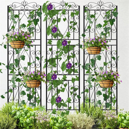 Large Tall Metal Garden Trellis, Plant Climbing Aid, Lattice Antirust Border, Outdoor Yard, 2Pcs